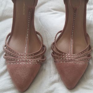 Blush suede high heels